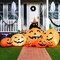 Joiedomi; 7 FT Long Halloween Inflatables Pumpkin, 7 Pumpkins Decoration with Witch's Cat with Build-in LEDs Blow Up Inflatables for Halloween Party Outdoor, Yard, Garden, Lawn Decorations; Category:Pumpkin Decor; Image:7